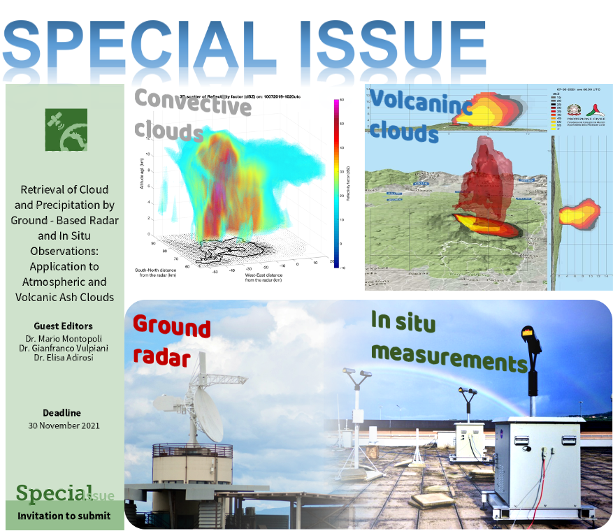 MDPI RS  Special Issue on Retrieval of Cloud and Precipitation by Ground-Based Radar and In Situ Observations: Application to Atmospheric and Volcanic Ash Clouds