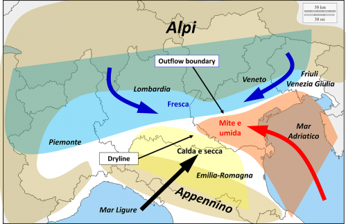 Modello concettuale per la formazione di tornado in Pianura Padana