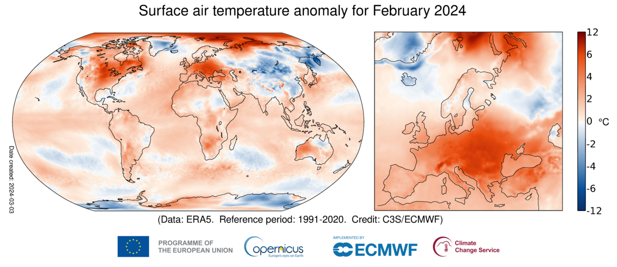 COPERNICUS - Febbraio mese più caldo