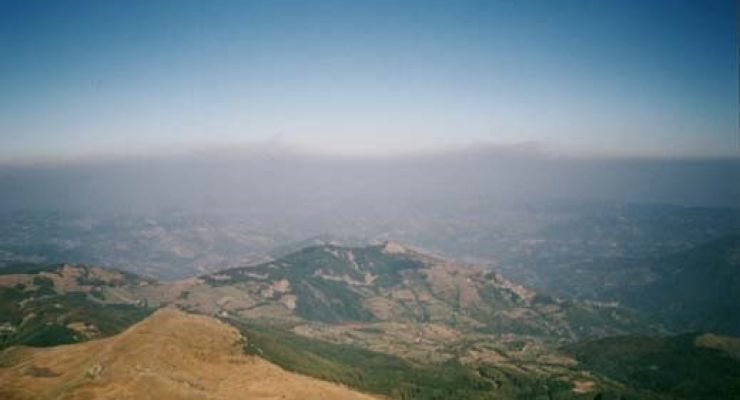 Air pollution of the Po Valley plain visible from Mt Cimone