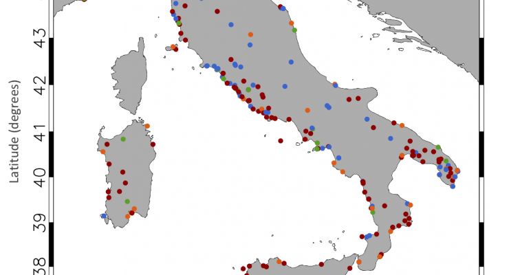 Localizzazione dei 445 tornado