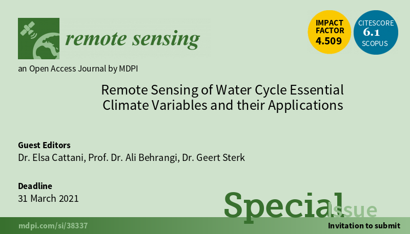 Special Issue “Remote Sensing of Water Cycle ECVs and their Applications”